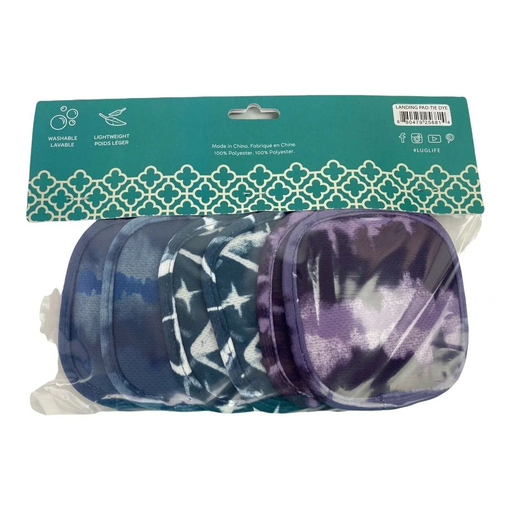 Lug Landing Pad Coasters 6-Pack Tie Dye Washable Polyester